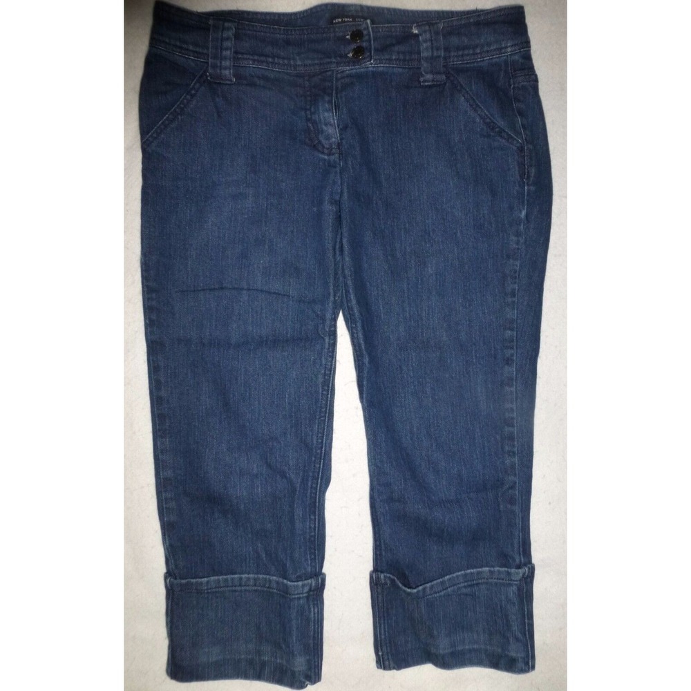 New York Company Womens‎ Blue Denim Jeans Cropped Capris Pants Size 8 Retro